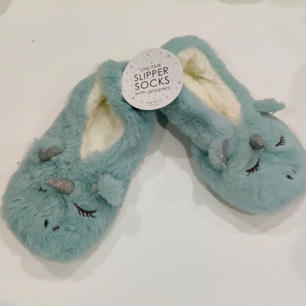 Slipper Socks with grippers Unicorn Sz5/7